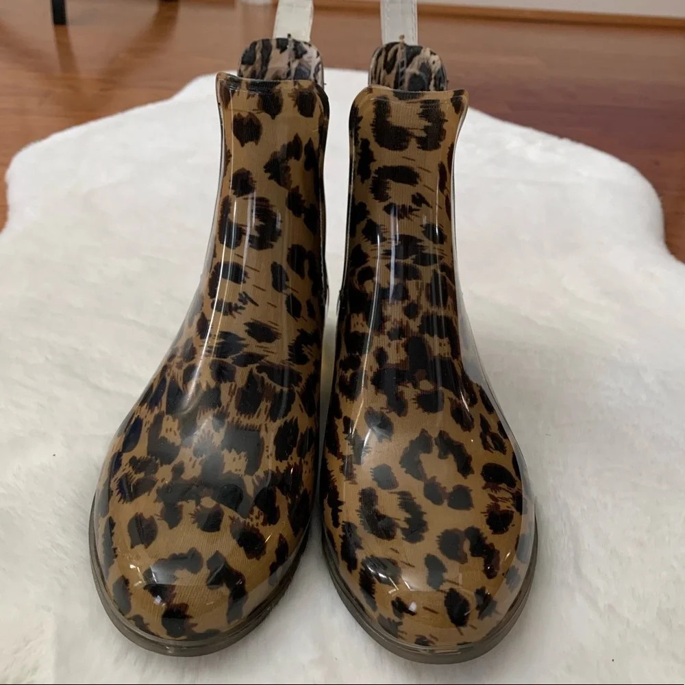 J. Crew Leopard Print Chelsea Rain Bootie - Picture 7 of 14